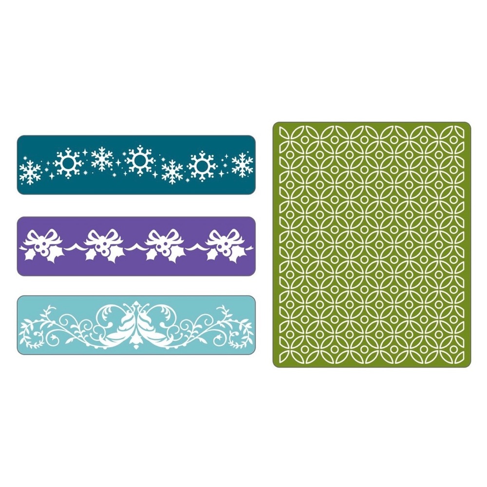 Sizzix 4-pack texture impressions embossing folders Christmas Set #6